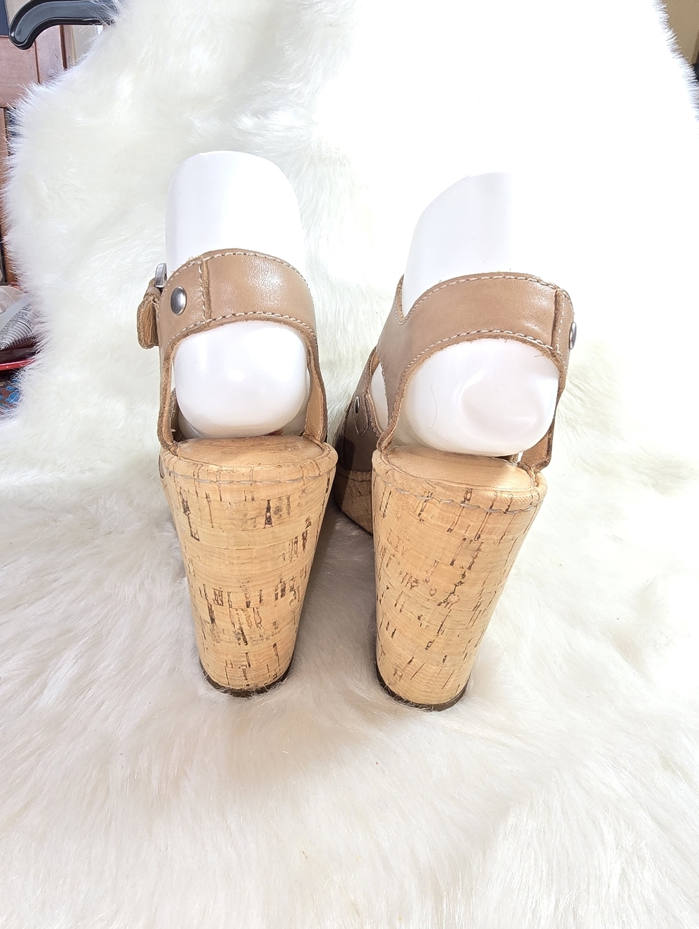 Born Womens Leather Wedge Cork-wrapped Strappy Sandals - Picture 8 of 14